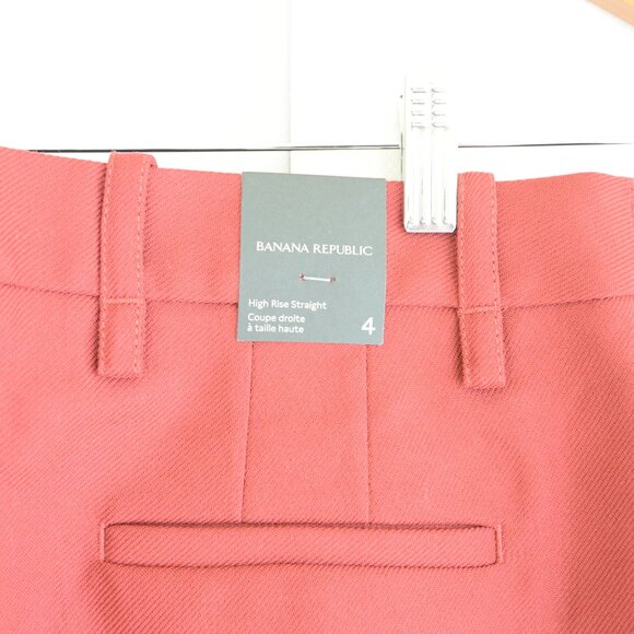 NWT Banana Republic Red Wool High Rise Straight Leg Trousers Sz 4 - Picture 7 of 9